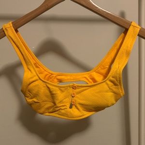bright yellow/orange button up swimsuit top